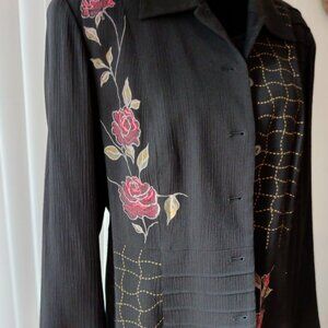 2pc black textured dress and jacket  Sz 16